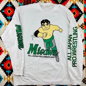 Misawa All Japan Pro Wrestling Long Sleeve Tee – White, Size XL (Comfort Colors)